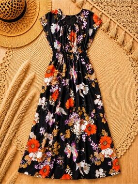 Vintage 1970s Sears Roebuck Floral Maxi Dress